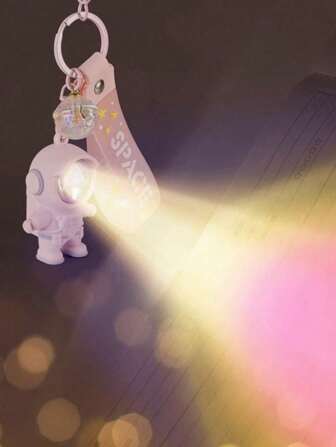 可爱的 1 件宇航员 LED 钥匙扣，带摄像头和氛围灯，彩色夕阳灯钥匙扣，带纽扣电池万圣节汽车配件包饰背包学校哥特 Y2k 圣诞节礼物创意包饰挂绳带身份证夹汽车配件包饰