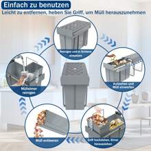 LILIIN Built-In Trash Can Kitchen Waste Bin Extendable Garbage Collector 2 Compartments Waste Separation System Full Extension With Telescopic Rails - 2 X 10L + 1 X 20L - View 8