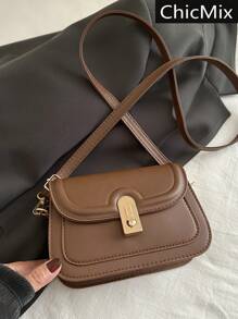 Mini Retro Solid Color Hardware Buckle Saddle Bag Flip Shoulder Bag, Túi đeo vai đa năng và đơn giản, Thích hợp cho việc mua sắm, ví, mua sắm, Phụ nữ trẻ, Sinh viên đại học, Người mới đến, Nhân viên văn phòng. Chúng rất thích hợp cho Văn phòng, Trường đại học, Công việc, Kinh doanh, Đi làm, Hoạt động ngoài trời, Du lịch và Đi chơi - màu nâu - Xem 1