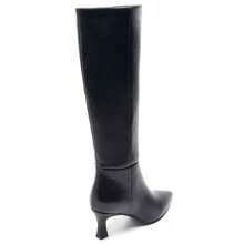 Fashionable & Versatile Simple Black High Heel Mid-Calf Boots - Black - View 5