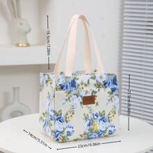 时尚新款女士保温午餐袋，带铝箔衬里和手柄，适用于工作和野餐野餐包便携式学校午餐盒多功能午餐盒袋冷藏袋返校学习用品书包学校必需品大学必需品女士 - 藍色 - 查看 3