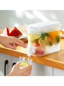 1 pieza Jarra horizontal de agua fría con grifo, gran capacidad de 3500ml, apta para refrigerador, durable, para uso doméstico - Blanco - Ver 6