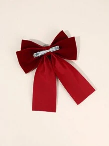1 peça de grampos de cabelo de veludo de cor sólida com laço grande, grampo de cabelo elegante com decoração de flores para uso diário na cabeça, acessórios de cabelo vermelho e preto para presente