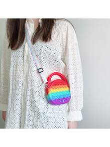 1 件卡通混色硅胶邮差包零钱包斜挎包手提包实用礼物之选 Y2K 生日 - 彩色 - 查看 8