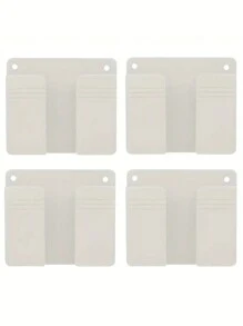 1/4 件壁挂式手机支架，带粘性，塑料多用途遥控器收纳架，适用于家庭和办公室 - 彩色 - 查看 4