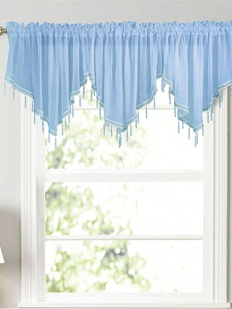 1 件精致帷幔窗帘 - 透明、短、杆袋、流苏、花边设计，适用于厨房、咖啡厅、卧室、客厅家居装饰 - 彩色 - 查看 1