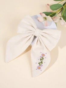 1 件纯色蝴蝶结发夹，精美花朵刺绣蝴蝶结，亚麻面料发夹，鳄鱼夹，田园风格蝴蝶结，儿童青少年发饰 - 彩色 - 查看 8
