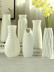 1 件装花卉和植物的白色塑料花瓶，落地式花瓶，适用于家庭、客厅、卧室、餐桌、阳台、宿舍、办公室、橱柜、壁炉、婚礼、派对、节日装饰 - 白色 - 查看 4