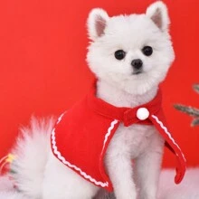 1 件圣诞主题新年派对小红帽毛绒保暖防风宠物斗篷/围巾，适用于猫和小型/中型犬，适合秋冬万圣节服装 - 彩色 - 查看 6