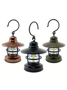 1 đèn cắm trại phong cách cổ điển, đèn khẩn cấp mini cầm tay có móc treo, đèn LED tạo không khí cắm trại ngoài trời, đèn treo cắm trại cầm tay chống nước chạy bằng pin, đèn chiếu sáng ngoài trời cho lối đi, sân, hiên - đèn cắm trại - Xem 11