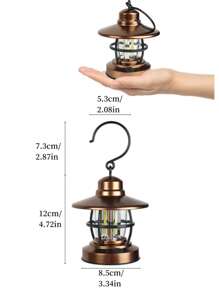 1 đèn cắm trại phong cách cổ điển, đèn khẩn cấp mini cầm tay có móc treo, đèn LED tạo không khí cắm trại ngoài trời, đèn treo cắm trại cầm tay chống nước chạy bằng pin, đèn chiếu sáng ngoài trời cho lối đi, sân, hiên - đèn cắm trại - Xem 12