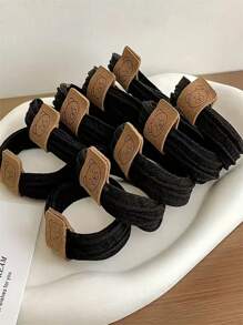 5/10/20 件可爱熊弹性发带、发圈、发饰、女孩礼物 - 黑色 - 查看 10