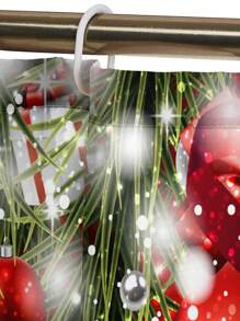 1 件/4 件圣诞老人浴帘套装，防水浴帘，带 12 个挂钩，浴室地毯，马桶 U 型垫，马桶盖，浴室隔断，浴室配件，浴室装饰 - 彩色 - 查看 8