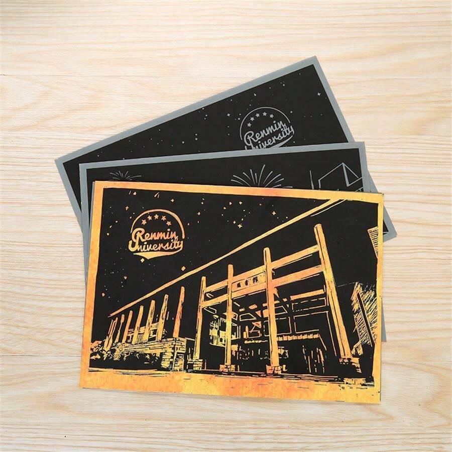 Colorful City Night Scenery Scratch Painting, DIY Handmade Drawing Art