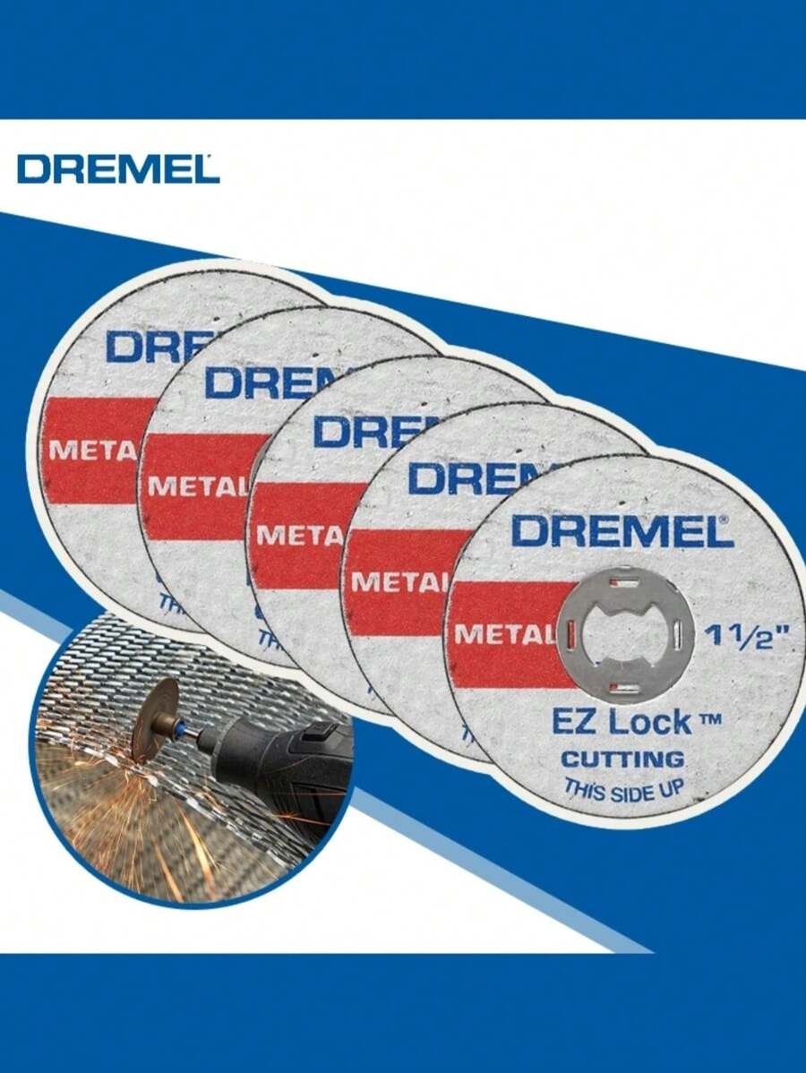 DREMEL 1/2 英寸（38.1 毫米）Dreme EZ456，5 件玻璃纤维增强切割轮，带 EZ402 心轴，旋转工具切割和打磨盘套装，工具配件 - 多色 - 查看 1