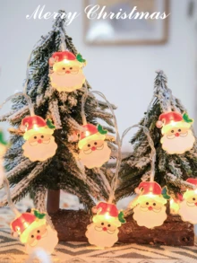 1.5m//6m 圣诞老人与雪人户外装饰灯串，卡通圣诞老人与雪人 LED 仙女灯，适用于圣诞树、派对、卧室墙壁装饰、电池供电、房间装饰圣诞装饰圣诞灯卧室装饰家居装饰派对装饰节日圣诞礼物感恩节圣诞树装饰饰品 - 彩色 - 查看 9