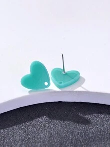 20pcs Colorful Acrylic Heart Shaped Earring Studs For Women, Jewelry DIY Accessories Valentines