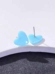 20pcs Colorful Acrylic Heart Shaped Earring Studs For Women, Jewelry DIY Accessories Valentines