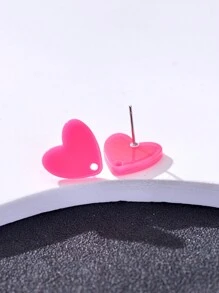 20pcs Colorful Acrylic Heart Shaped Earring Studs For Women, Jewelry DIY Accessories Valentines