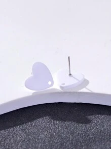 20pcs Colorful Acrylic Heart Shaped Earring Studs For Women, Jewelry DIY Accessories Valentines