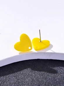 20pcs Colorful Acrylic Heart Shaped Earring Studs For Women, Jewelry DIY Accessories Valentines