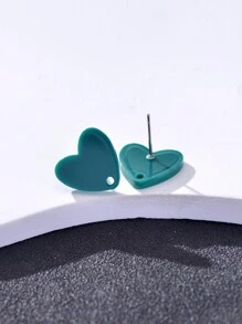 20pcs Colorful Acrylic Heart Shaped Earring Studs For Women, Jewelry DIY Accessories Valentines