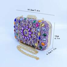1 chiếc túi cầm tay đính đá lấp lánh có móc cài bằng kim loại, túi xách đeo vai thời trang dành cho nữ dùng cho tiệc tùng và lễ hội - Màu tím hoa cà - Xem 8