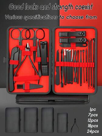 Professional Stainless Steel Nail Clipper Set With Ear Wax Removal Tool And Nail File - Durable Portable Pedicure And Manicure Tools For Fingernails And Toenails, 1pc-7pcs-12pcs-18pcs-24pcs Set