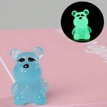 6 件/套 0.75 英寸可爱夜光迷你熊，创意汽车装饰钥匙扣吊坠背包挂钩桌面风景，树脂夜光 DIY 材料配件 - 彩色 - 查看 11