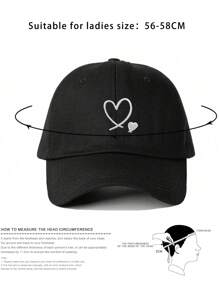 2 piezas Gorras de béisbol ajustables con doble corazón bordado, sombreros casuales a prueba de sol para exteriores, adecuados para primavera, otoño, viajes, playa, moda Y2K para jóvenes