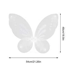 Kids Girls Butterfly Wings, Shiny Fairy Wings Flower Heart Magic Wand Halloween Birthday Party Favor - 白色 - 查看 9