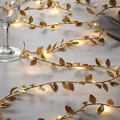 78 英寸金箔仙女灯串、婚礼桌装饰灯、室内节日花环仙女灯（不含电池）、适用于婚礼桌中心装饰、婚礼背景装饰、圣诞树装饰品