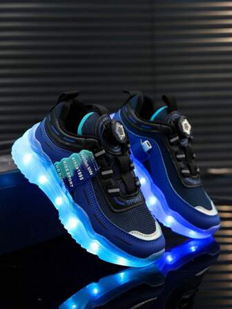GUANGLAN Usb Charging Led Luminous Shoes Mesh Breathable Spring Autumn Winter Halloween Christmas Holiday Gifts For Boys Girls Middle Children Big Children Children Luminous Marquee Casual Shoes Running Shoes Light Shoes Color Changeable Colorful Shoes Luminous With Lights Baby Boys And Girls Sports Shoes Children's Shoes Baby Shoes Blue Pink