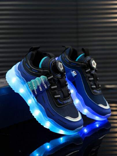 GUANGLAN Usb Charging Led Luminous Shoes Mesh Breathable Spring Autumn Winter Halloween Christmas Holiday Gifts For Boys Girls Middle Children Big Children Children Luminous Marquee Casual Shoes Running Shoes Light Shoes Color Changeable Colorful Shoes Luminous With Lights Baby Boys And Girls Sports Shoes Children's Shoes Baby Shoes Blue Pink