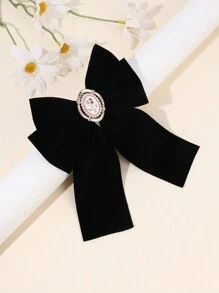 1 peça de grampos de cabelo de veludo de cor sólida com laço grande, grampo de cabelo elegante com decoração de flores para uso diário na cabeça, acessórios de cabelo vermelho e preto para presente