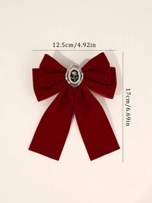 1 peça de grampos de cabelo de veludo de cor sólida com laço grande, grampo de cabelo elegante com decoração de flores para uso diário na cabeça, acessórios de cabelo vermelho e preto para presente