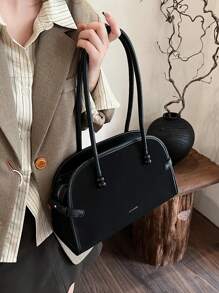 Túi xách nữ hình hộp mùa hè chất lượng cao, Túi đeo chéo vai thời trang cổ điển mới (Không kèm đồ trang trí), Phong cách thời trang & cổ điển, Da giả, Không thấm nước, Màu trơn, Nhẹ & Di động, Trang trí bằng kim loại, Dây đeo có thể điều chỉnh, Thích hợp để đi làm, Ngày lễ, Công sở thường ngày - màu đen - Xem 5