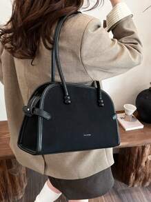 Túi xách nữ hình hộp mùa hè chất lượng cao, Túi đeo chéo vai thời trang cổ điển mới (Không kèm đồ trang trí), Phong cách thời trang & cổ điển, Da giả, Không thấm nước, Màu trơn, Nhẹ & Di động, Trang trí bằng kim loại, Dây đeo có thể điều chỉnh, Thích hợp để đi làm, Ngày lễ, Công sở thường ngày - màu đen - Xem 4