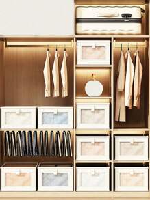 1入組布質衣櫃可見窗口收納盒，抽屜式內衣和衣服整理盒，大尺寸，可摺疊，適用於家庭使用