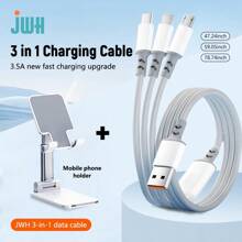 Cáp sạc đa năng 3 trong 1 Cáp sạc đa năng phổ thông (47,24/59,05/78,74 inch), Dây cáp USB nhanh với Type-C, Micro USB, Cổng IP cho hầu hết các điện thoại di động/IPad/IPhone/Máy tính bảng (Xám trắng) - Xám - Xem 9