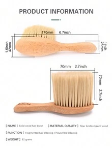 Salon Soft Hair Brush, Fiber Hair Sweep Brush With Wooden Handle, Suitable For Barber Shop - Multicolor - View 3