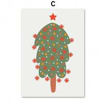 1 件圣诞树礼物圣诞老人雪人小铃铛墙壁艺术帆布画北欧海报印刷品图片婴儿儿童房间装饰无框架 - 彩色 - 查看 13