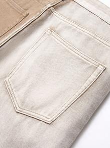 Plus Size Men's Fashionable Distressed Heavy Wash Denim Jeans - Apricot - View 6