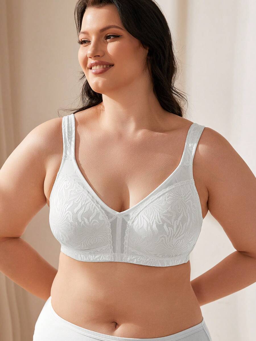 Wingslove Plus Size Women Full Coverage Unpadded Comfortable Shaping Wireless Bra - White - View 1