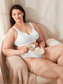 Wingslove Plus Size Women Full Coverage Unpadded Comfortable Shaping Wireless Bra - White - View 6