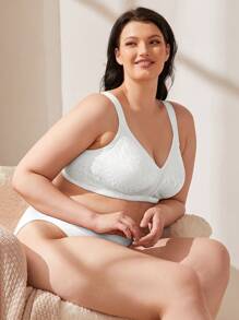 Wingslove Plus Size Women Full Coverage Unpadded Comfortable Shaping Wireless Bra - White - View 5