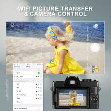 Máy ảnh kỹ thuật số NBD dành cho nhiếp ảnh, máy quay video/vlog 48MP & 4K có WiFi, máy ảnh du lịch tự động lấy nét 60FPS (màu đen) - màu đen - Xem 5