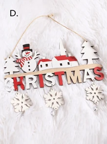 1 件圣诞老人和雪人木制新圣诞装饰，圣诞树挂饰，创意木屋吊坠，冬季门挂万圣节木制工艺品 - 彩色 - 查看 17