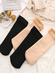 Unisex Winter Warm Socks - Thick Insulation Layer, Moisture-Wicking, Mid-Calf Length, Suitable For Skiing, Snowboarding, Hiking - Solid Color Design, Hand/Machine Washable, Essential Winter Accessory, Warm Gear, Simple & Comfortable Fit - Multicolor - View 3