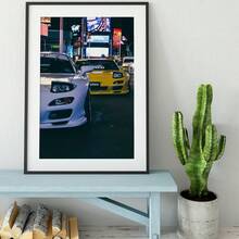 1 件无框帆布墙饰。复古赛车夜景街头抽象艺术极简主义高端法式北欧复古氛围客厅艺术餐厅装饰画，卧室床头玄关现代装饰画高端 Ins 小众色块设计手绘艺术品 - 彩色 - 查看 8